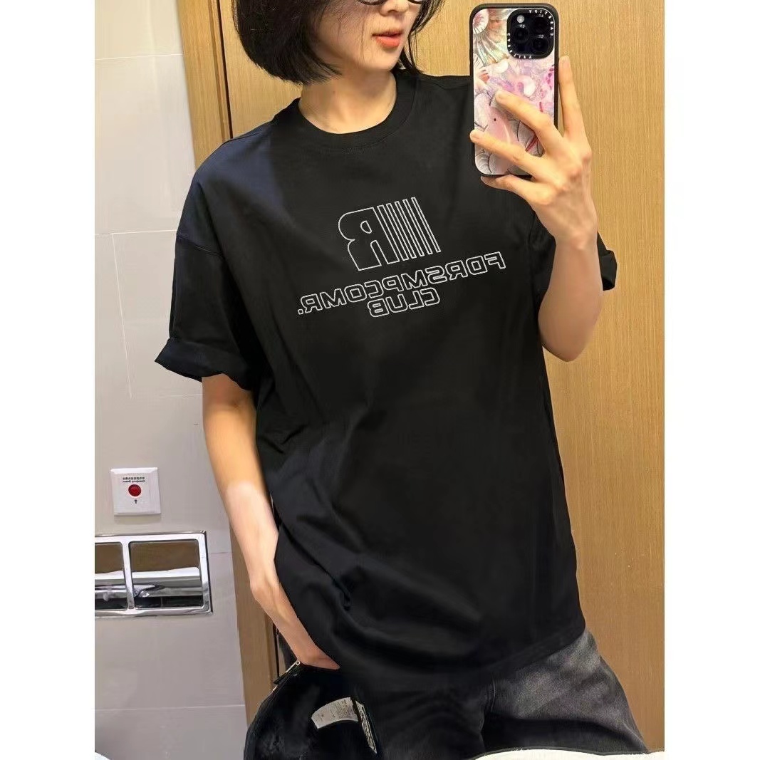 Pure cotton couple Liberty printed short-sleeved T-shirt for women's loose 2025 spring new top