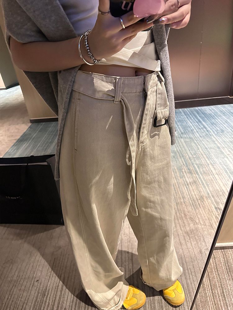 Large size loose lazy and relaxed scimitar jeans for women's autumn and winter new hot girls retro casual floor trousers