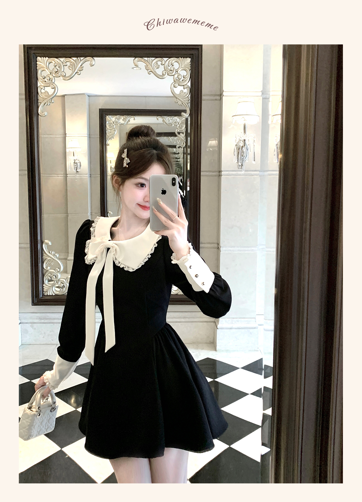 Q Girls' Tea Party/French Rich Family Girls' Dating Women's Birthday Little Black Dress Important Event