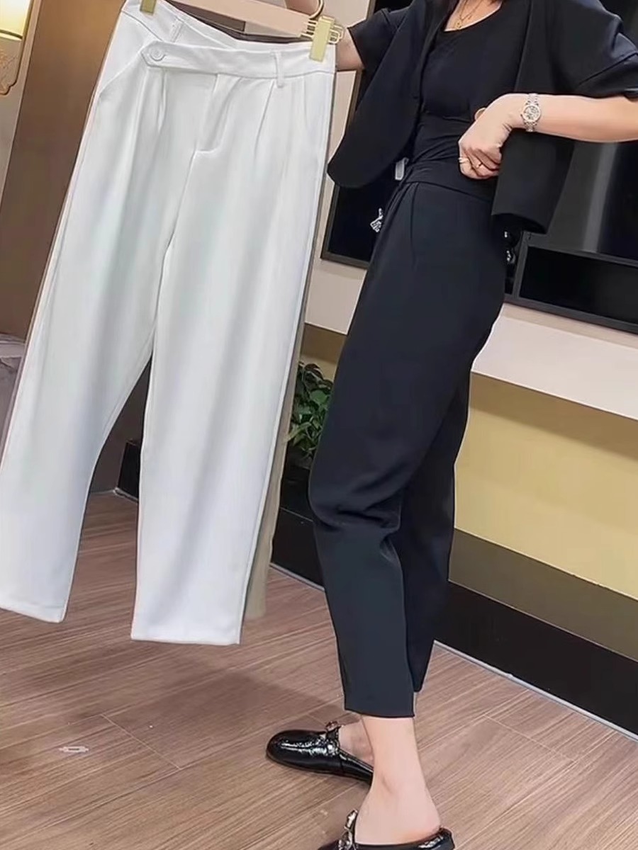 2025 new high-waist black suit casual pants for women in spring thin small nine-point slimming straight cigarette pants