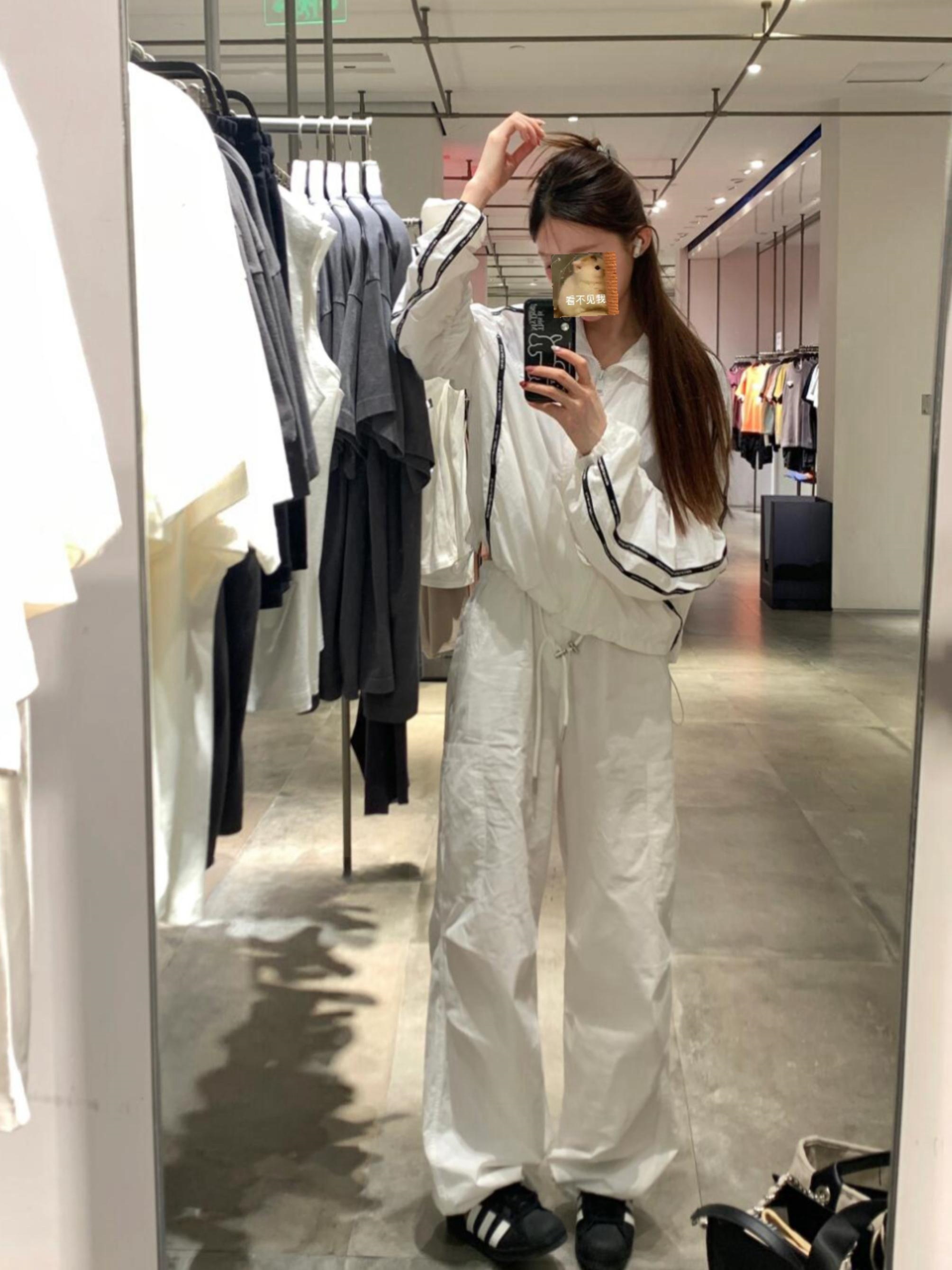 Three-dimensional waist #women's 2025 early spring new American straight wide-leg casual pants white trendy