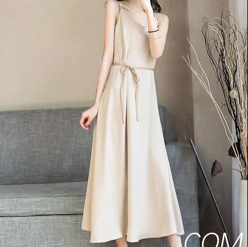 Black chiffon suspender skirt dress new women's spring and summer long temperament slim inner layer base long skirt skirt autumn