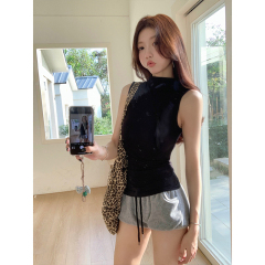 Real shot - Women's summer slim temperament top design niche sleeveless T-shirt