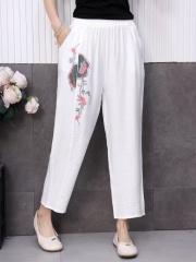 實拍棉麻新款闊腿褲棉麻2025夏季寬鬆大碼九分褲洋氣休閒褲子女