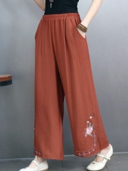 實拍棉麻新款闊腿褲棉麻2025夏季寬鬆大碼九分褲直筒休閒褲子女