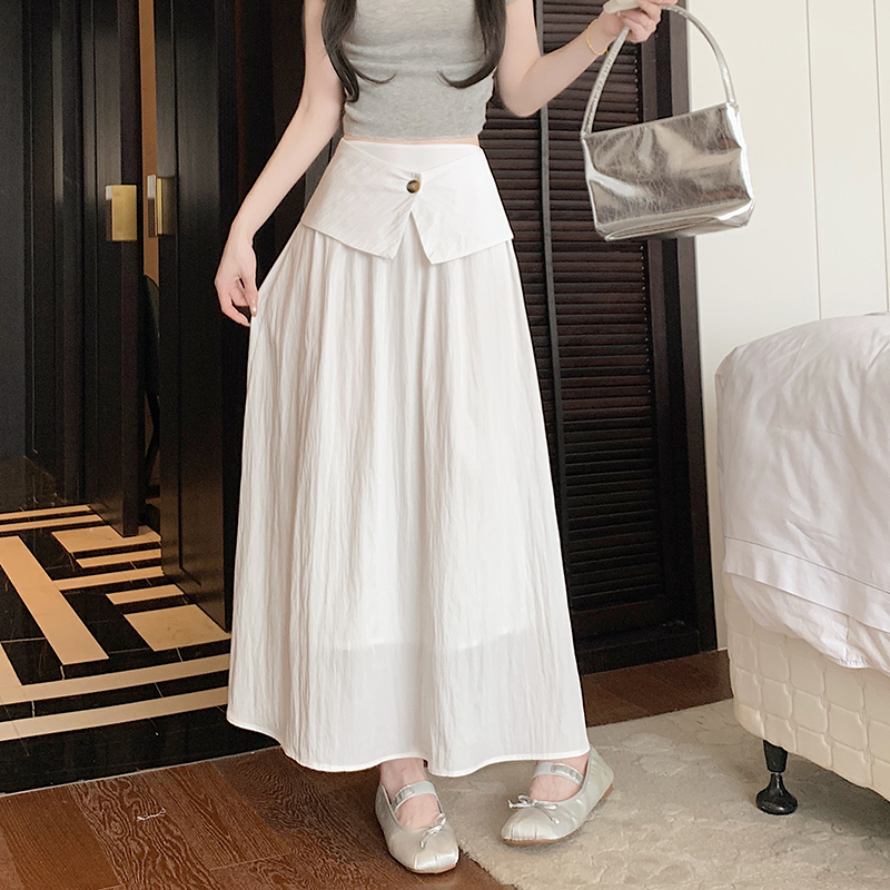 Real shot of spring and summer design with high waist and stylish large hem skirt umbrella skirt A-line two-piece skirt long skirt