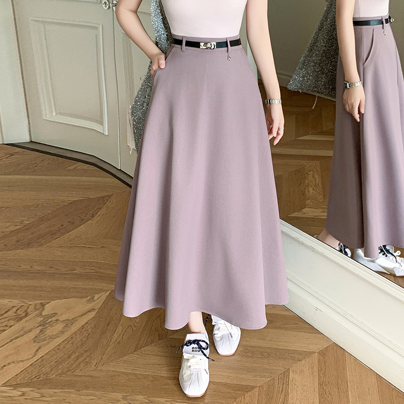 Mid-length skirt 2025 spring and summer high-waisted A-line large skirt covering the hips and making you look slim and versatile long suit skirt