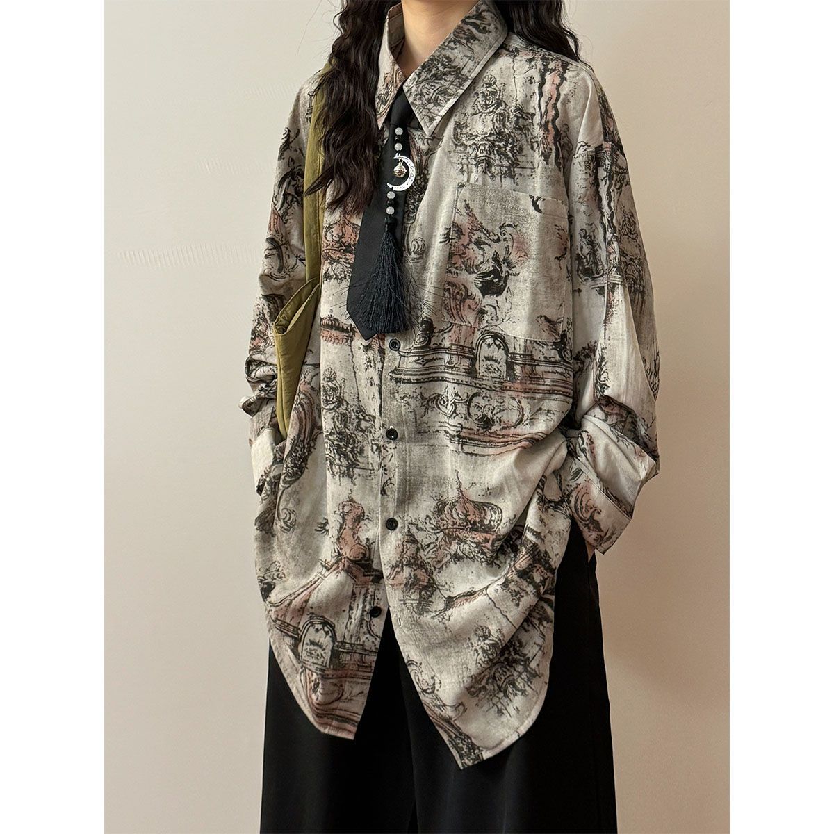 2025 Spring and Summer New American retro Chinese trendy high-end shirt top