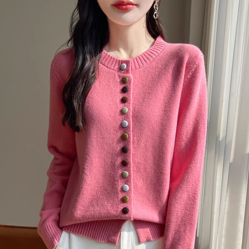 New color button fake cardigan knitted base shirt for women's spring and autumn style fashionable sweater