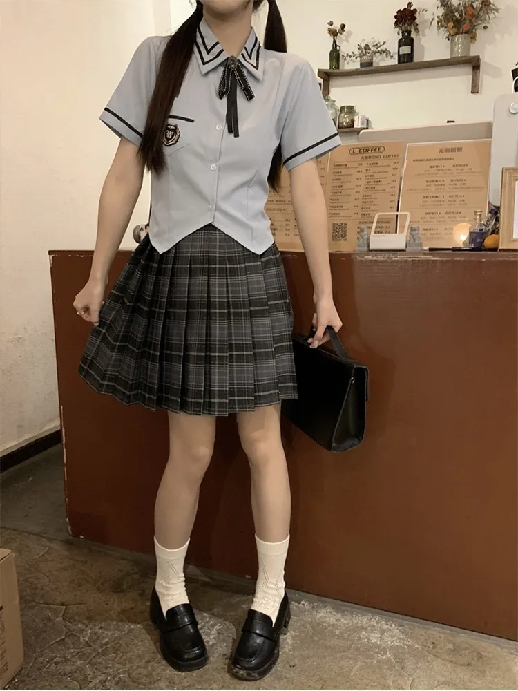 已出貨 學院風jk制服百搭休閒街頭小香風辣妹短袖襯衫上衣潮