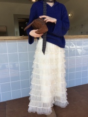 Real shot~ Fantasy ballet mesh fluffy cake skirt for women French romantic layered slim skirt