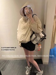 Sunscreen Clothes for Women 2025 Summer New Design Drawstring Hooded Breathable Shock Clothes Loose Thin Sunscreen Clothes