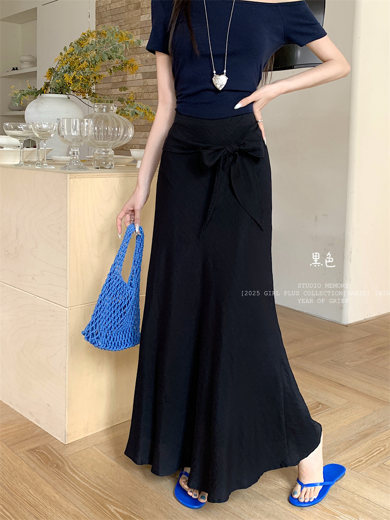 Real shot, lazy style design, high waist pack and fishtail long slim strap waist-hugging skirt for women