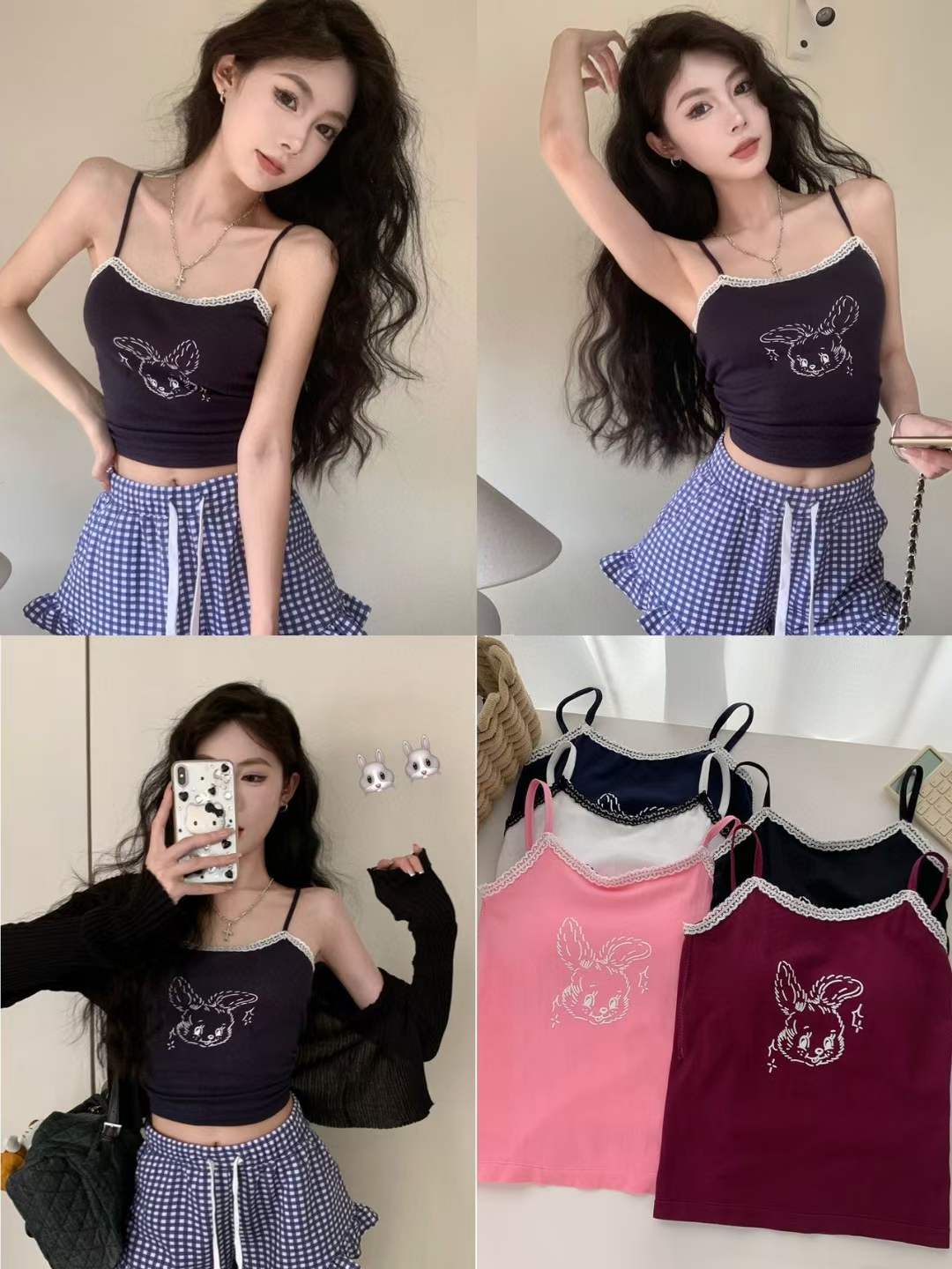 已出貨 純欲風辣妹吊帶小背心女帶胸墊蕾絲性感短款修身甜美上衣