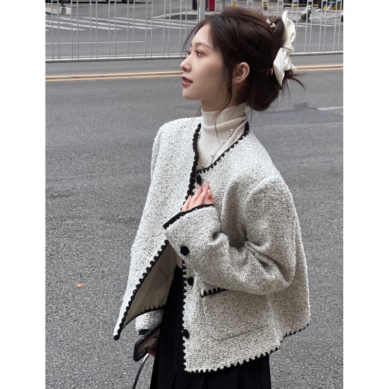 Official photo Original method Three-Batch 2025 autumn French small fragrance short jacket for women's high-end top