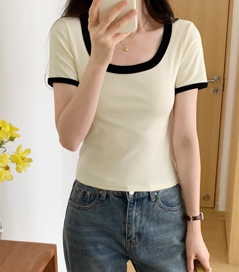 Pure cotton design short-sleeved T-shirt for women