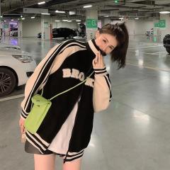 American retro baseball uniform sweatshirt for women in autumn and winter new Korean style versatile loose jacket trendy