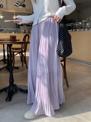 Real shot~ Rain mist wisteria pleated skirt loose big skirt a line long skirt