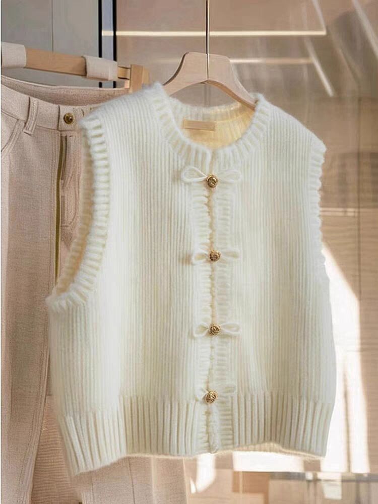 Knitted vest sweater lazy and high-end sense unique women's new unique new Chinese vest