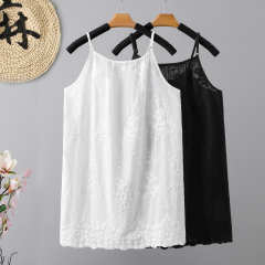 實拍  2025女文藝復古通勤甜美百搭刺繡小吊帶衫背心