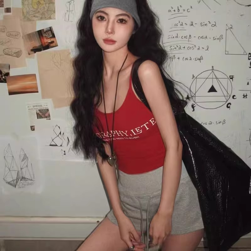 已出貨 美式吊帶小背心女內搭帶胸墊辣妹修身外穿抹胸顯瘦上衣