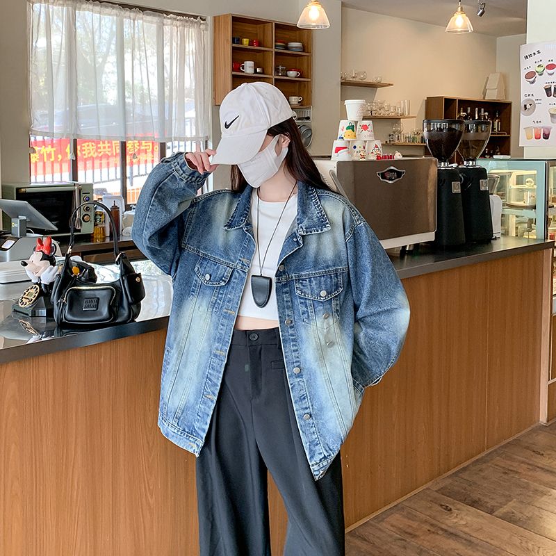 Real photo~ Pocket design casual denim jacket for women 2025 new spring loose lazy jacket top