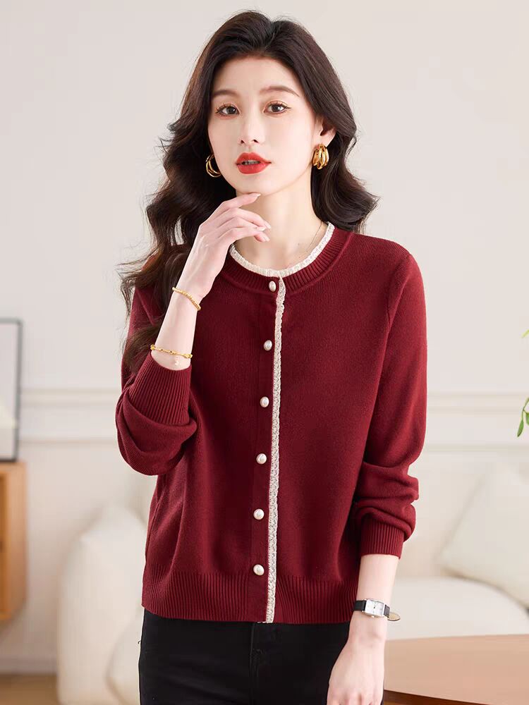 Sweater jacket for women spring clothes new short small knitted cardigan with shawl lace wool shirt