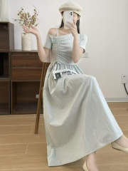 French high-waisted gentle breeze dress for women, unique design, 2025 summer new small figure patchwork long dress