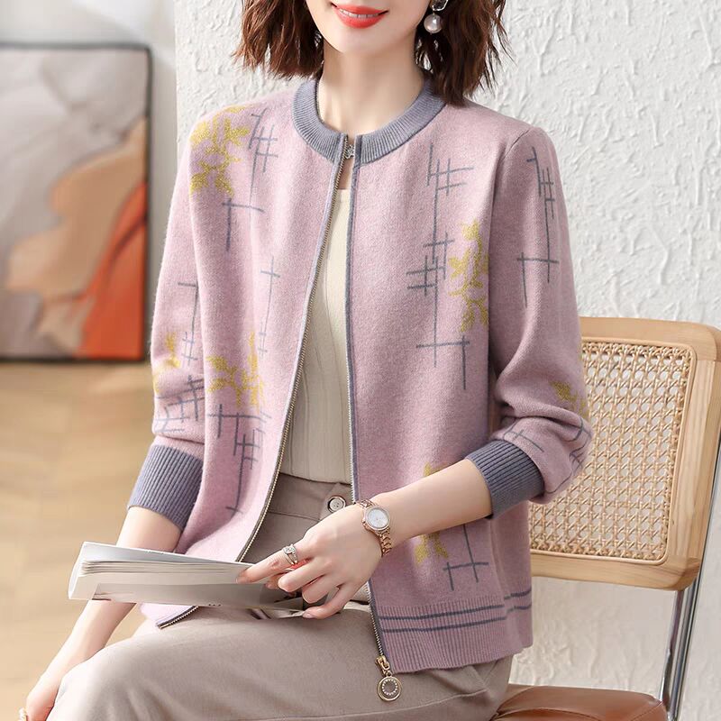 New fashionable mother jacket spring and autumn noble middle-aged fashionable young casual top