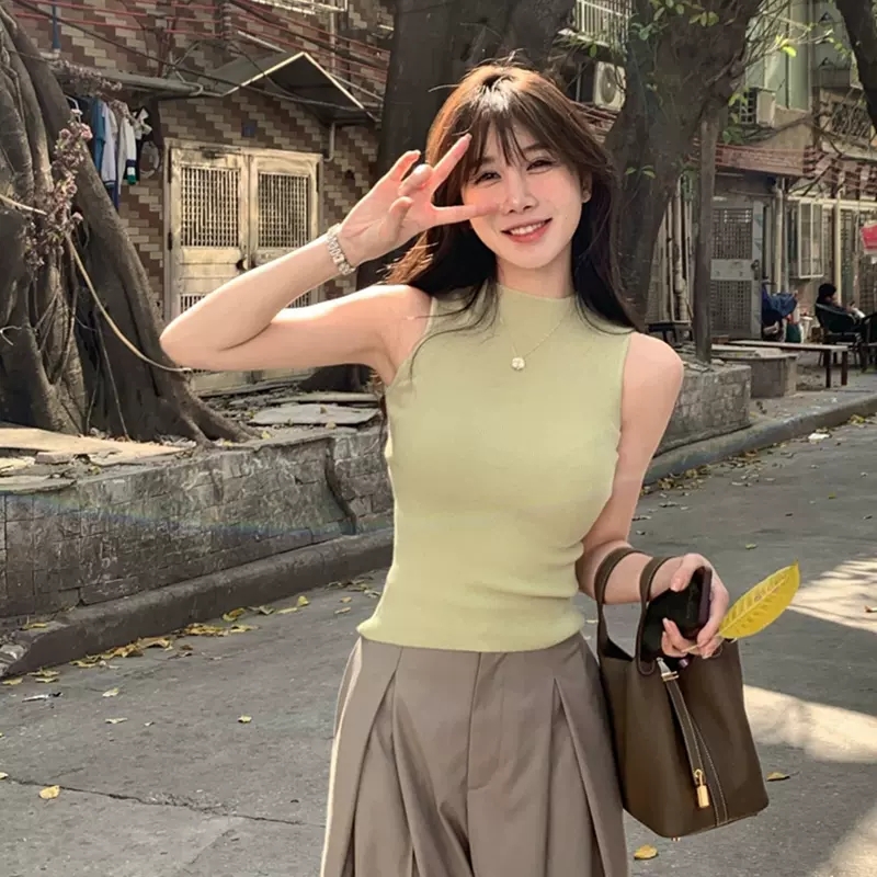 已出貨 法式小背心吊帶女內搭打底夏季別致美背歐美無袖短款上衣