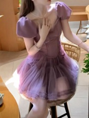 French purple suspender dress for women in summer high-end temperament waist-hugging and gentle fairy skirt