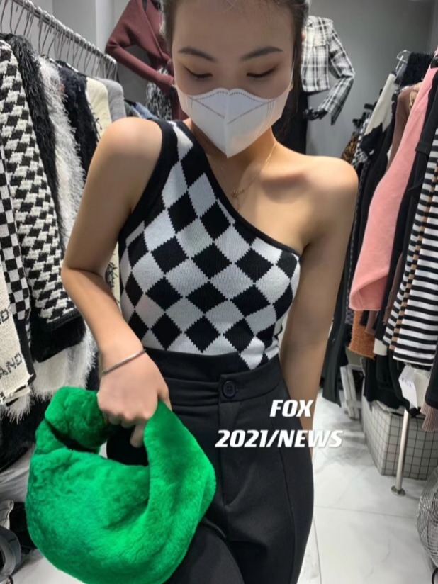 背心女內搭春秋心機款掛脖時尚菱格修身顯瘦無袖百搭針織小衫