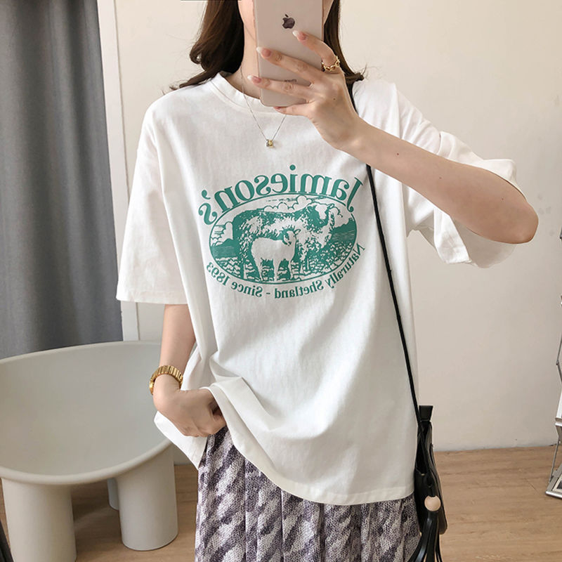 短袖T恤女夏季韓版百搭寬鬆顯瘦休閒BF風上衣ins潮