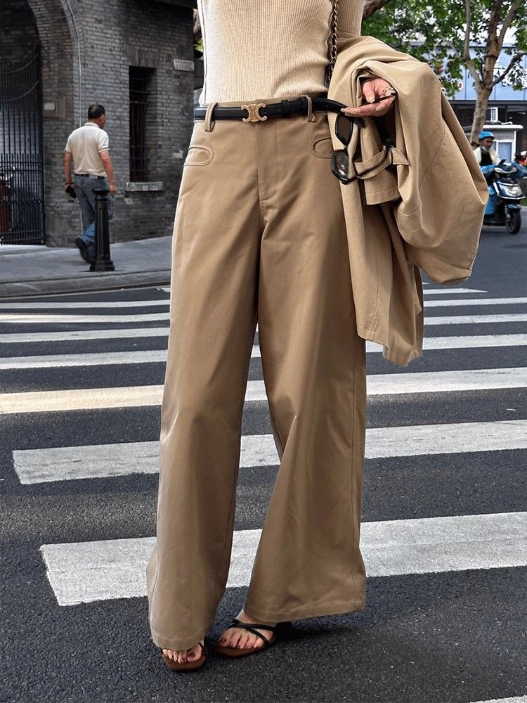純棉美式工裝褲子女款春夏季2025年新款高腰寬鬆休閒運動闊腿褲女
