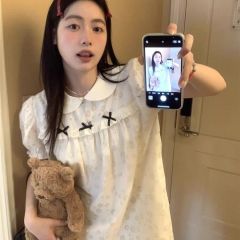 Sweet milk soft girl doll collar puff sleeve dress for women sweet small short skirt