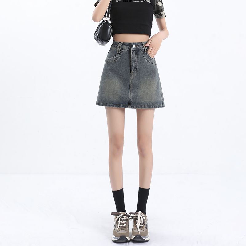 Real shot of 2025 spring monthly sales of 100,000+ American high street hot girls denim skirts for women, slim and fashionable denim skirts