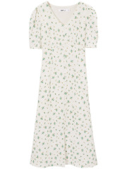 Covered dress 2025 summer new French temperament V-neck waist-cinch floral print slimming long dress