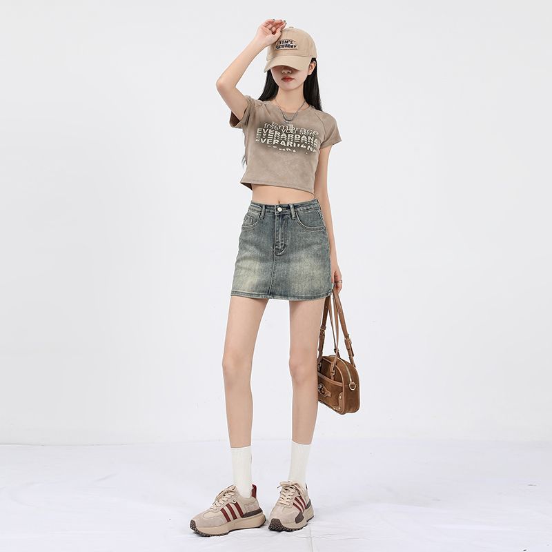 Real photo of hot girls hip skirt short skirt spring and summer clothes for women 2025 new high-waisted skirt