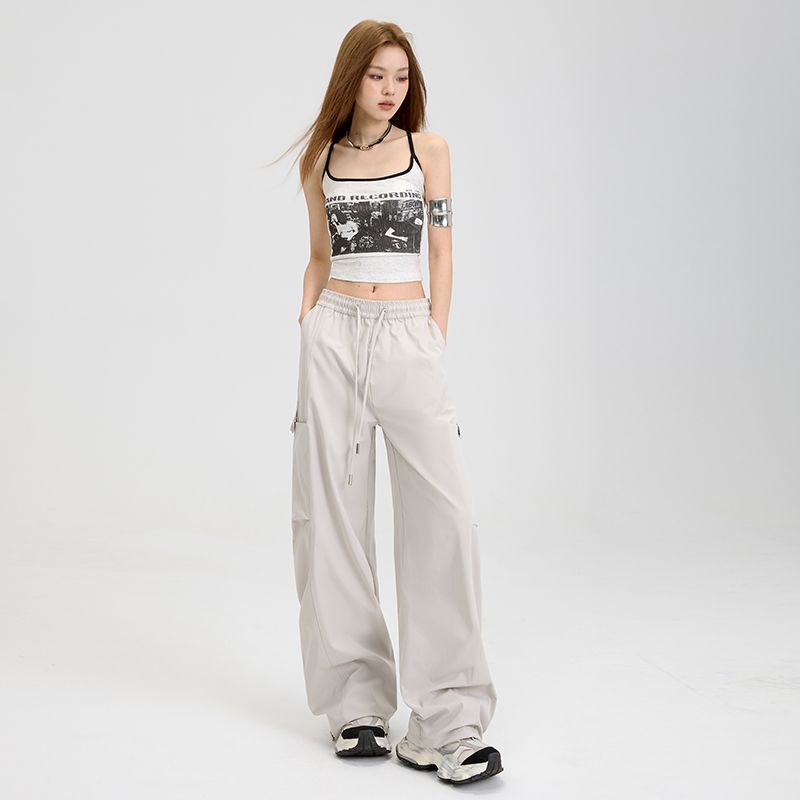 Real shot of 2025 spring Korean version of slim, loose and versatile work dress drape pants