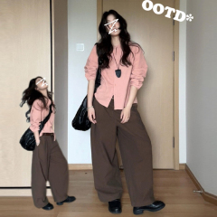 2025新款新中式粉色襯衫外套女早秋季高級感襯衣氣質外搭長袖上衣