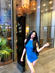 Real shot of irregular hem sleeveless knitted suspenders for women in early spring 2025 new slim Korean vest hot girl