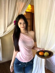 Real shot, kinking collar irregular vest suspender design waist-hugging top