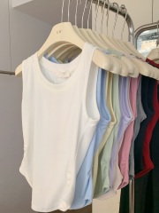 張貝貝ibell純欲甜辣風側面抽褶修身顯瘦工字背心