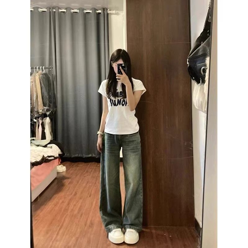 Short printed cute short-sleeved T-shirt for women's summer round neck top