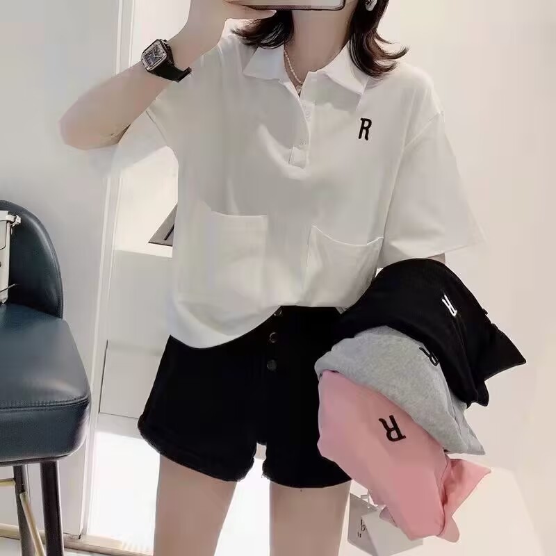 短袖t恤女寬鬆短款2025新款Polo領夏季百搭氣質洋氣減齡女裝