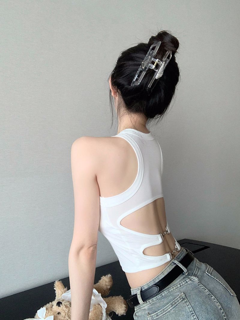 美式辣妹露背運動吊帶工字小背心女夏季內搭外穿短款美背無袖上衣