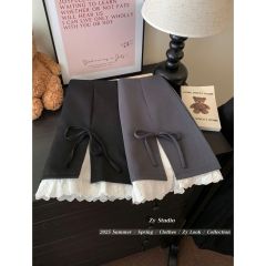 Korean sweet style bow tied skirt for women in summer new design lace A-line hip skirt short skirt