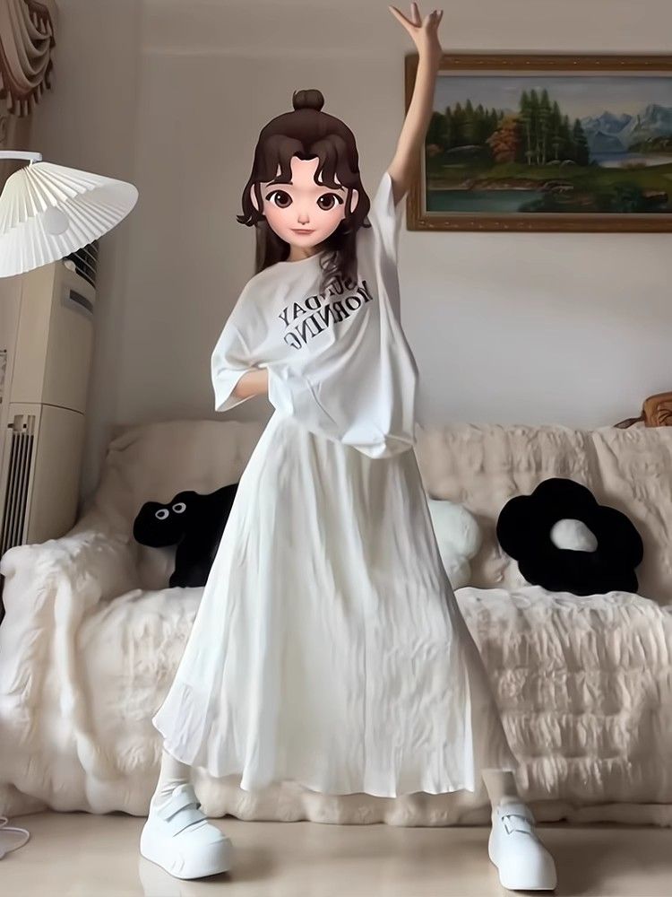 白色半身裙褲女春夏季新款法式初戀仙女裙氣質收腰長裙漂亮垂墜感