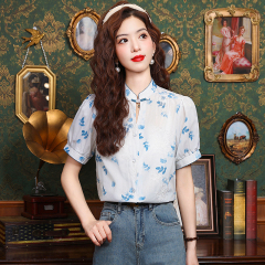 實拍2025夏季新款設計感國風襯衫 新中式小衫 女