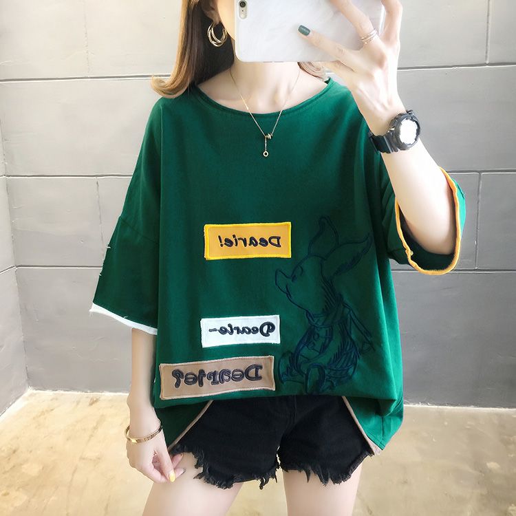 Real shot~ 2025 summer new pure cotton loose large-size short-sleeved T-shirt 100% cotton